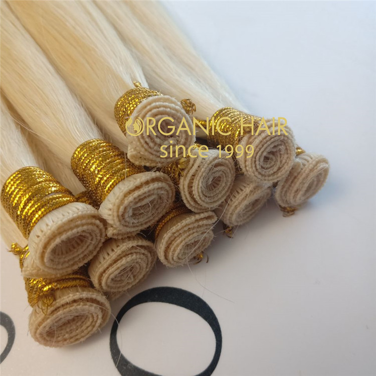 Customized pure remy human hand tied weft,10 pieces A74